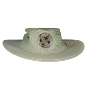 Wide Brim Safari Hat Outback Shade tan Sports Hat with Decorative Band Vintage